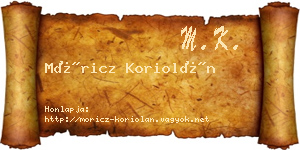 Móricz Koriolán névjegykártya